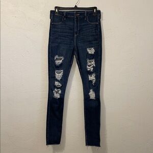 Hollister 9L Dark Blue Curvy High-Rise Jeggings